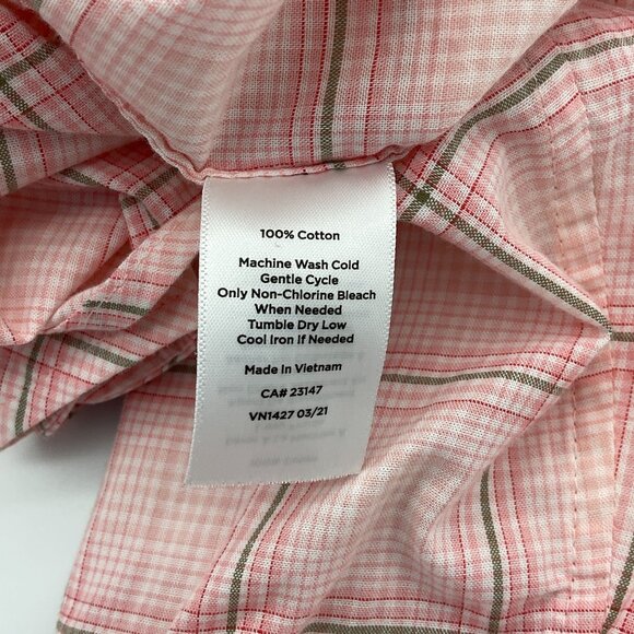 Talbots Classic Button-Front Long Sleeve Cotton Shirt Windowpane Plaid XL - Picture 7 of 8